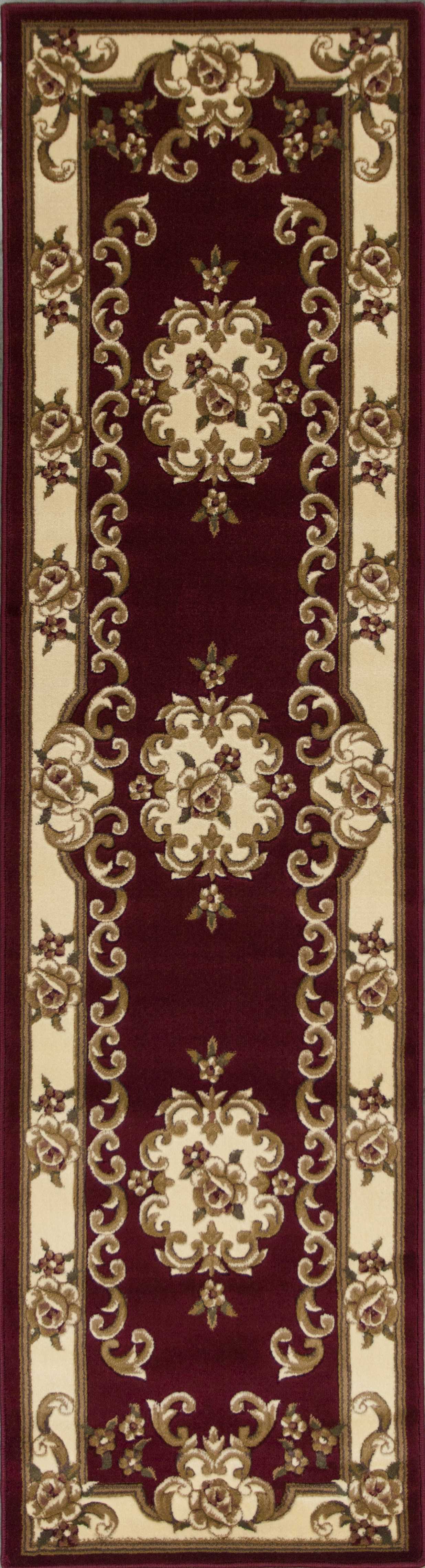 HomeRoots 2' x 8' Red or Ivory Medallion Runner Rug