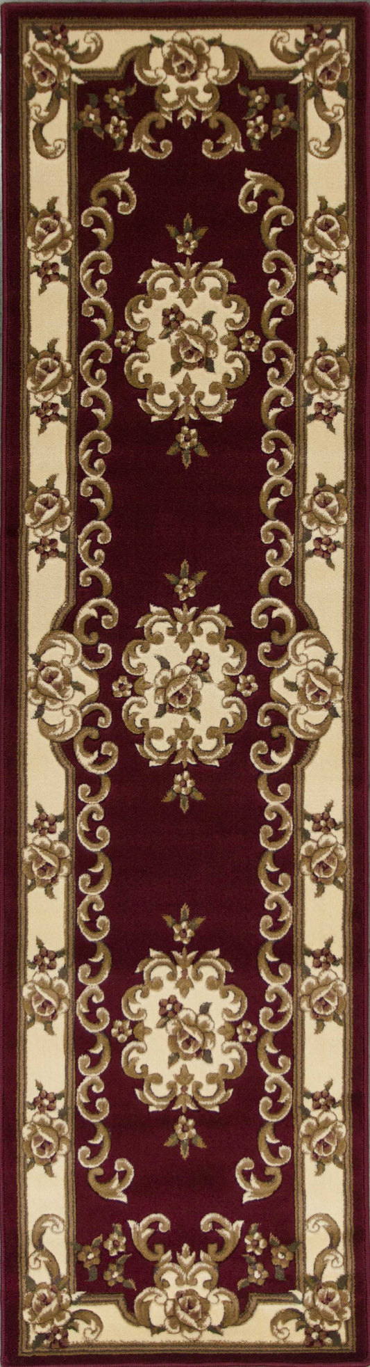 HomeRoots 2' x 8' Red or Ivory Medallion Runner Rug