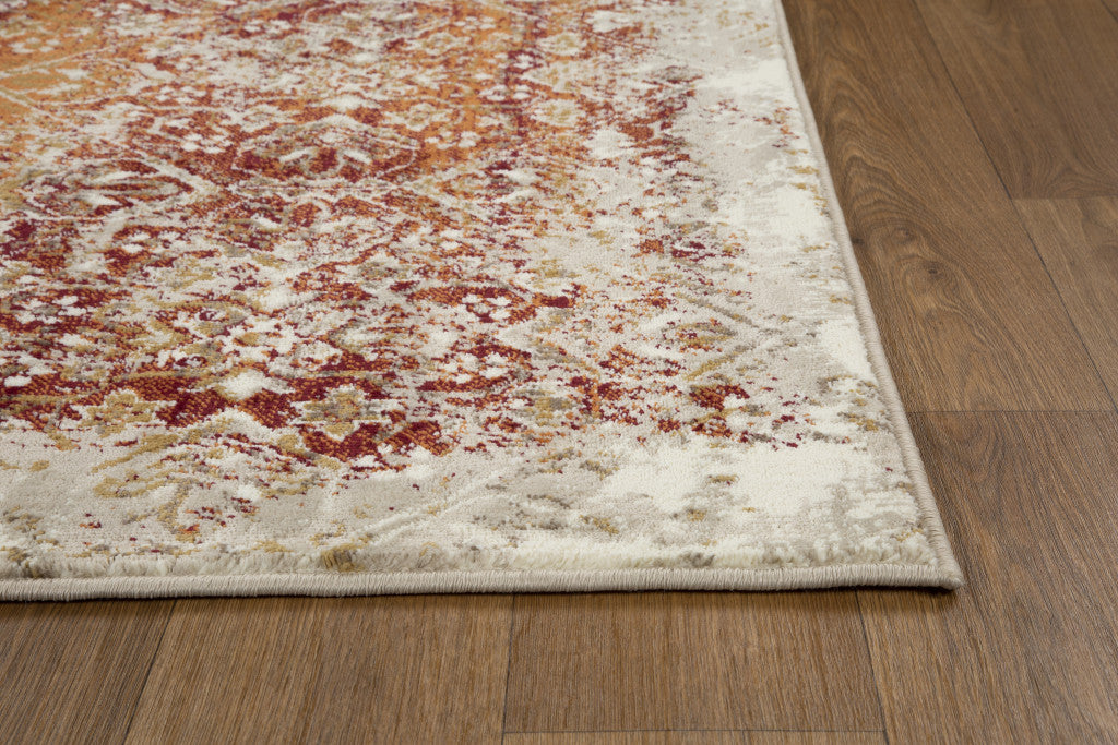 HomeRoots 2' x 8' Rust Ivory Distressed Diamonds Runner Rug