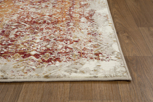 HomeRoots 2' x 8' Rust Ivory Distressed Diamonds Runner Rug