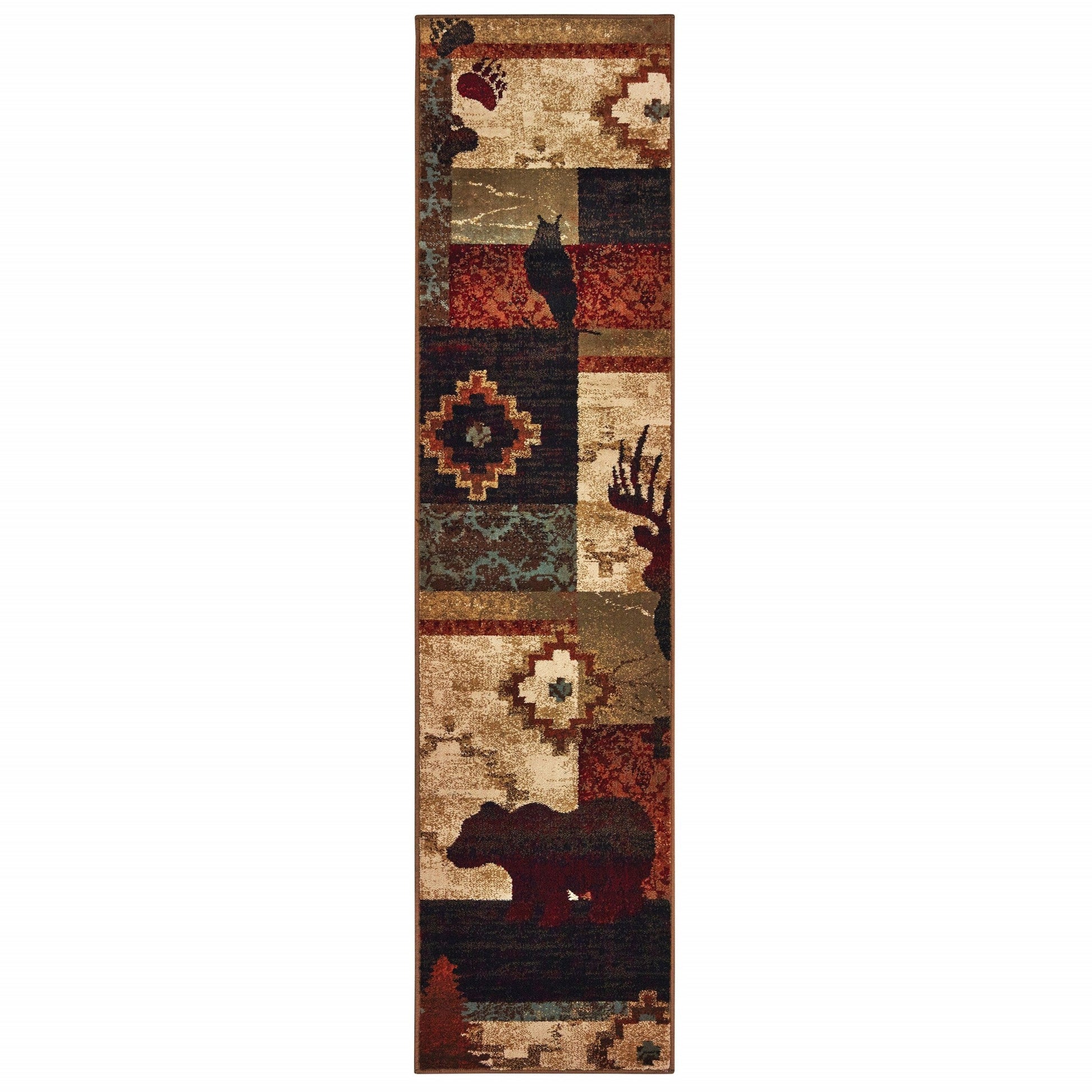 HomeRoots 2' x 8' Rustic Brown Animal Lodge Runner Rug