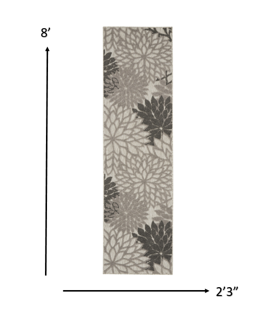 HomeRoots 2’ x 8’ Silver and Gray Indoor Outdoor Runner Rug