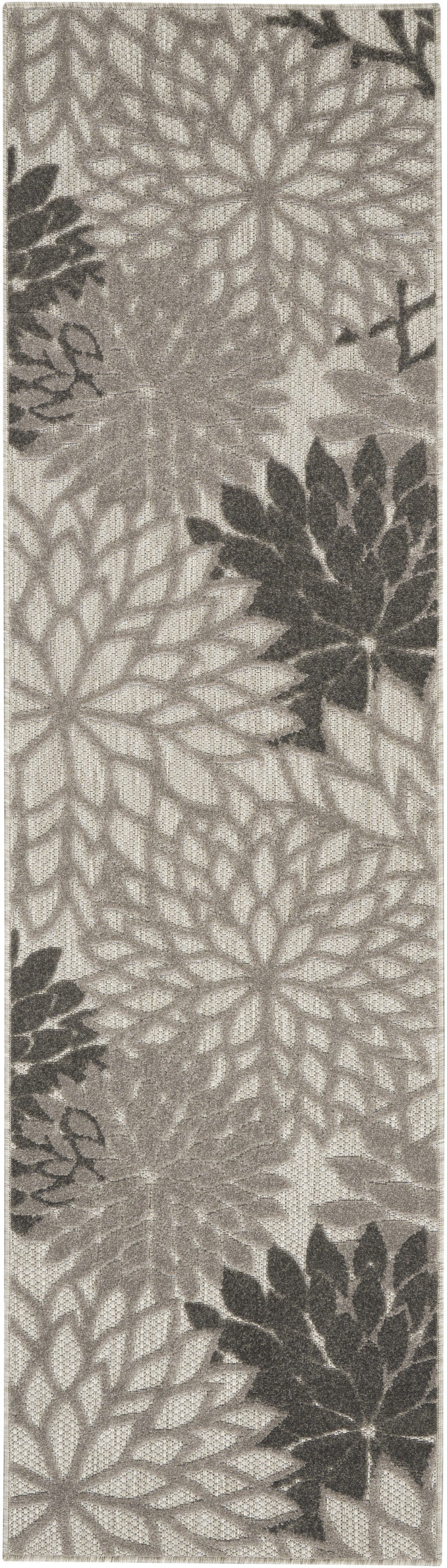 HomeRoots 2’ x 8’ Silver and Gray Indoor Outdoor Runner Rug
