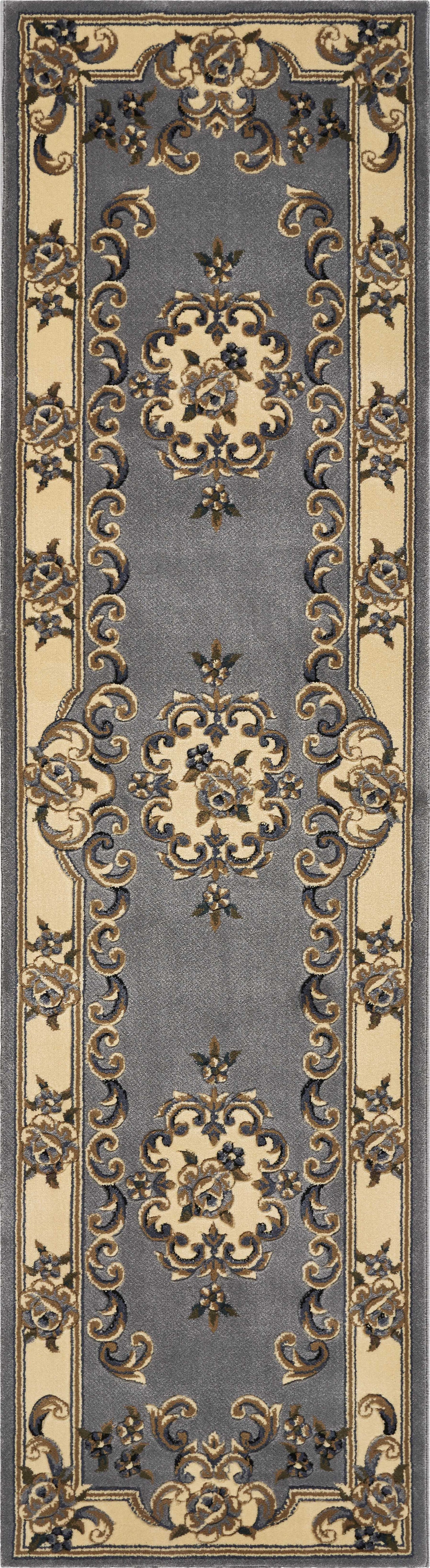 HomeRoots 2' x 8' Slate Blue Medallion Runner Rug