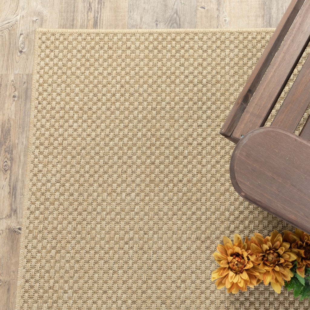 HomeRoots 2’ x 8’ Solid Sand Beige Indoor Outdoor Runner Rug