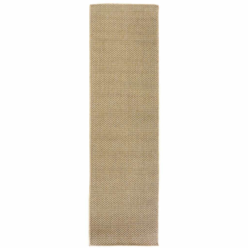 HomeRoots 2’ x 8’ Solid Sand Beige Indoor Outdoor Runner Rug