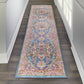 HomeRoots 2' x 8' Teal and Pink Medallion Runner Rug