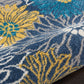 HomeRoots 2’ x 8’ Tropical Flower Runner Rug in Blue Finish