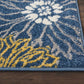 HomeRoots 2’ x 8’ Tropical Flower Runner Rug in Blue Finish