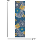 HomeRoots 2’ x 8’ Tropical Flower Runner Rug in Blue Finish