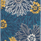 HomeRoots 2’ x 8’ Tropical Flower Runner Rug in Blue Finish