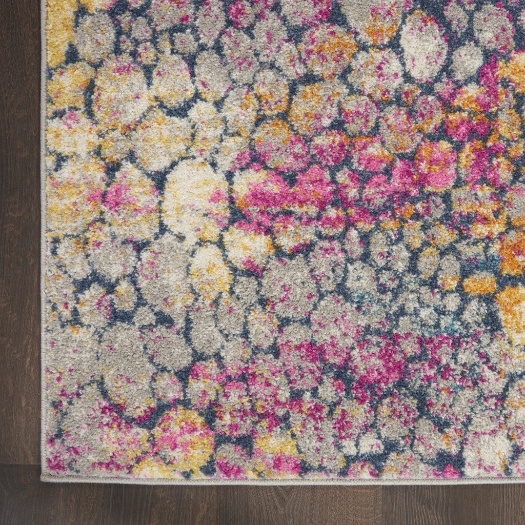 HomeRoots 2' x 8' Yellow and Pink Coral Reef Runner Rug