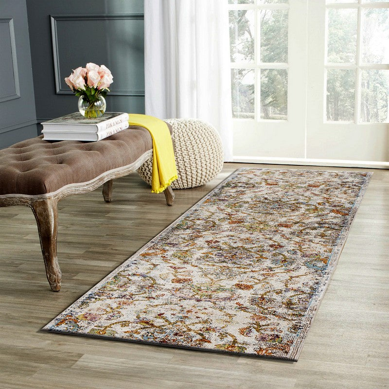HomeRoots 2' x 9' Beige Abstract Garden Runner Rug