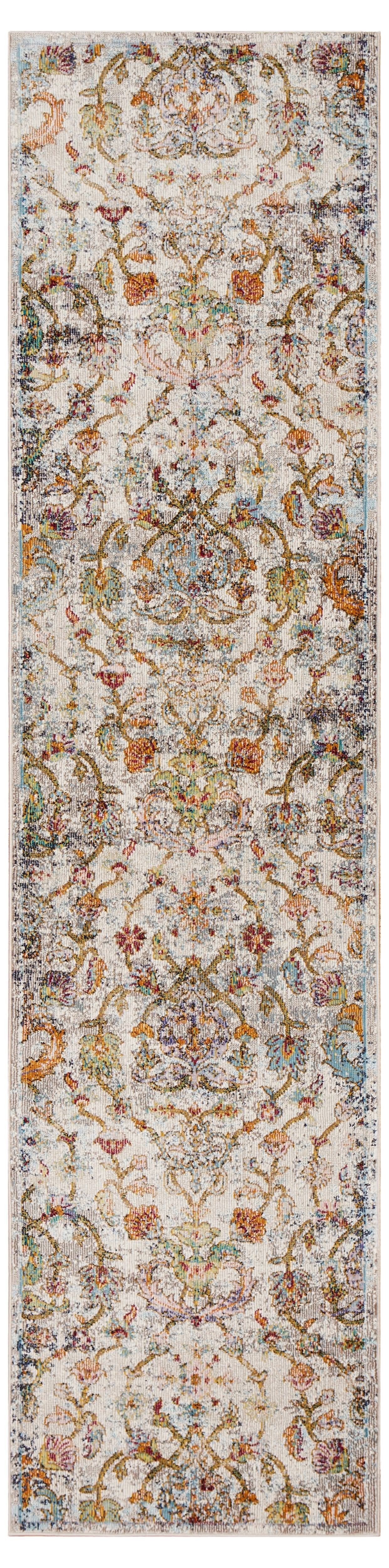 HomeRoots 2' x 9' Beige Abstract Garden Runner Rug