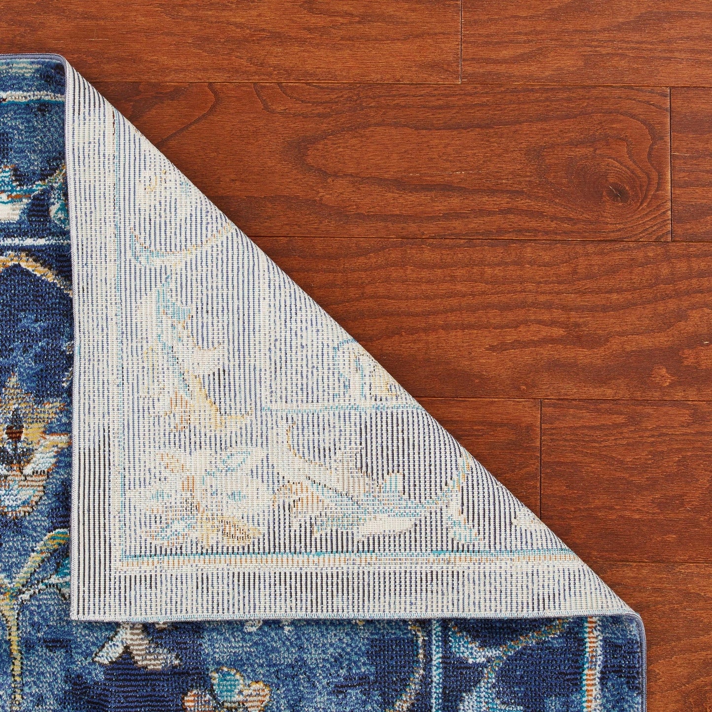 HomeRoots 2' x 9' Blue and Gold Jacobean Runner Rug