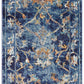 HomeRoots 2' x 9' Blue and Gold Jacobean Runner Rug