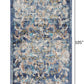 HomeRoots 2' x 9' Blue and White Jacobean Pattern Runner Rug