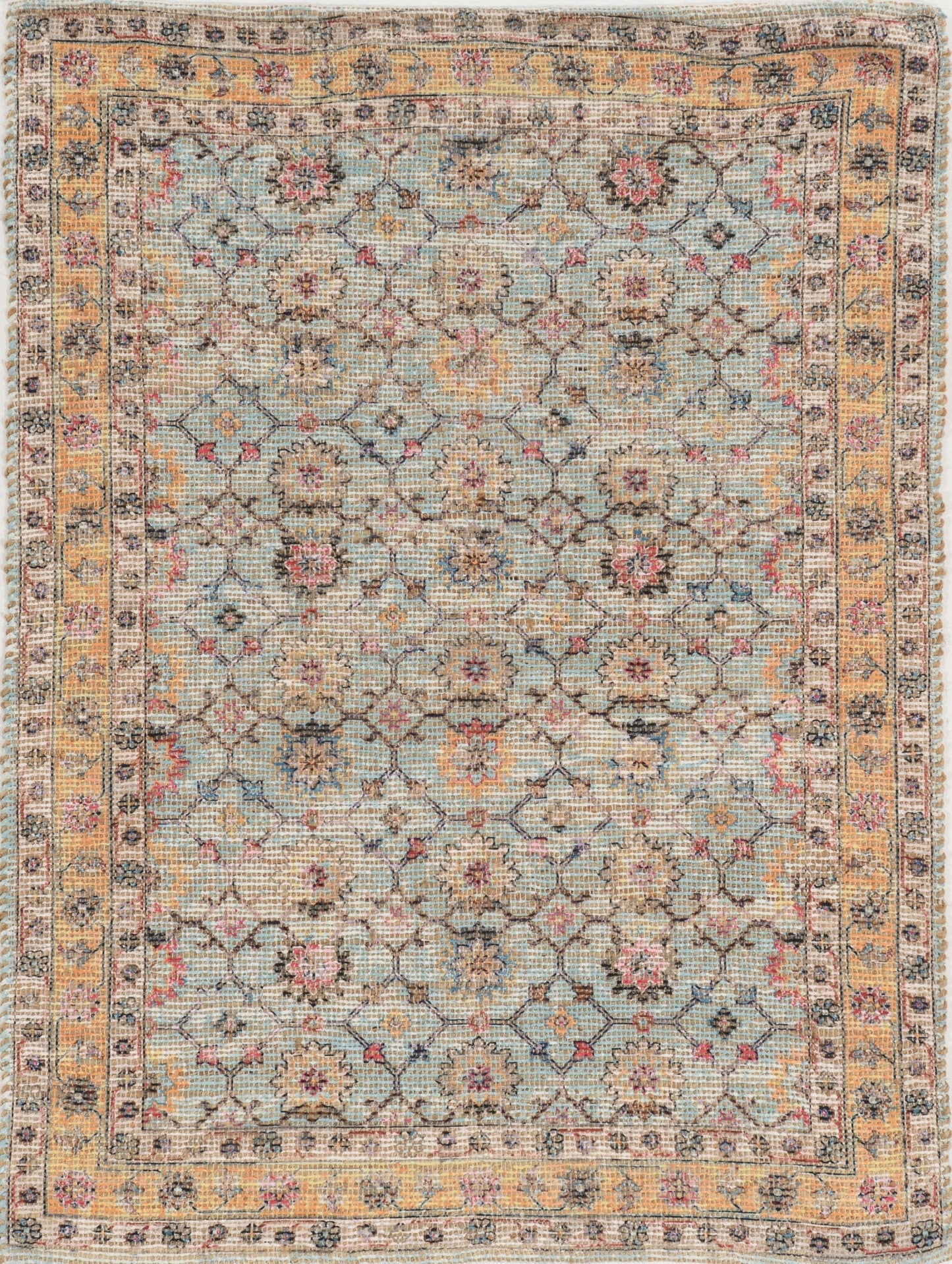 HomeRoots 2" x4" Spa Green Hand Woven Floral Indoor Accent Rug