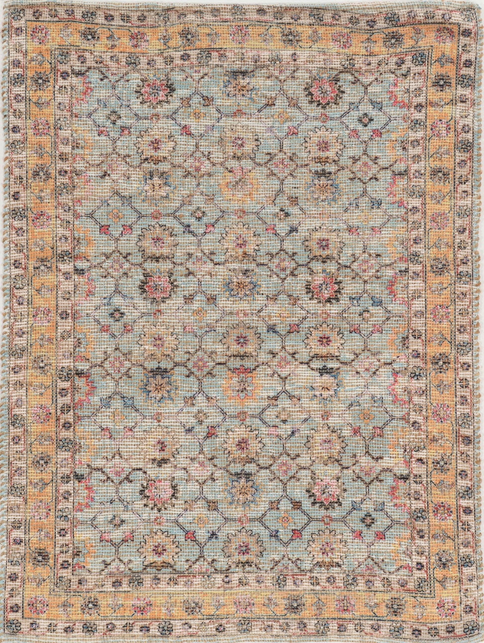 HomeRoots 2" x4" Spa Green Hand Woven Floral Indoor Accent Rug