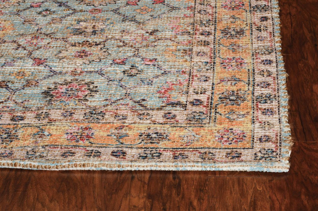 HomeRoots 2" x4" Spa Green Hand Woven Floral Indoor Accent Rug