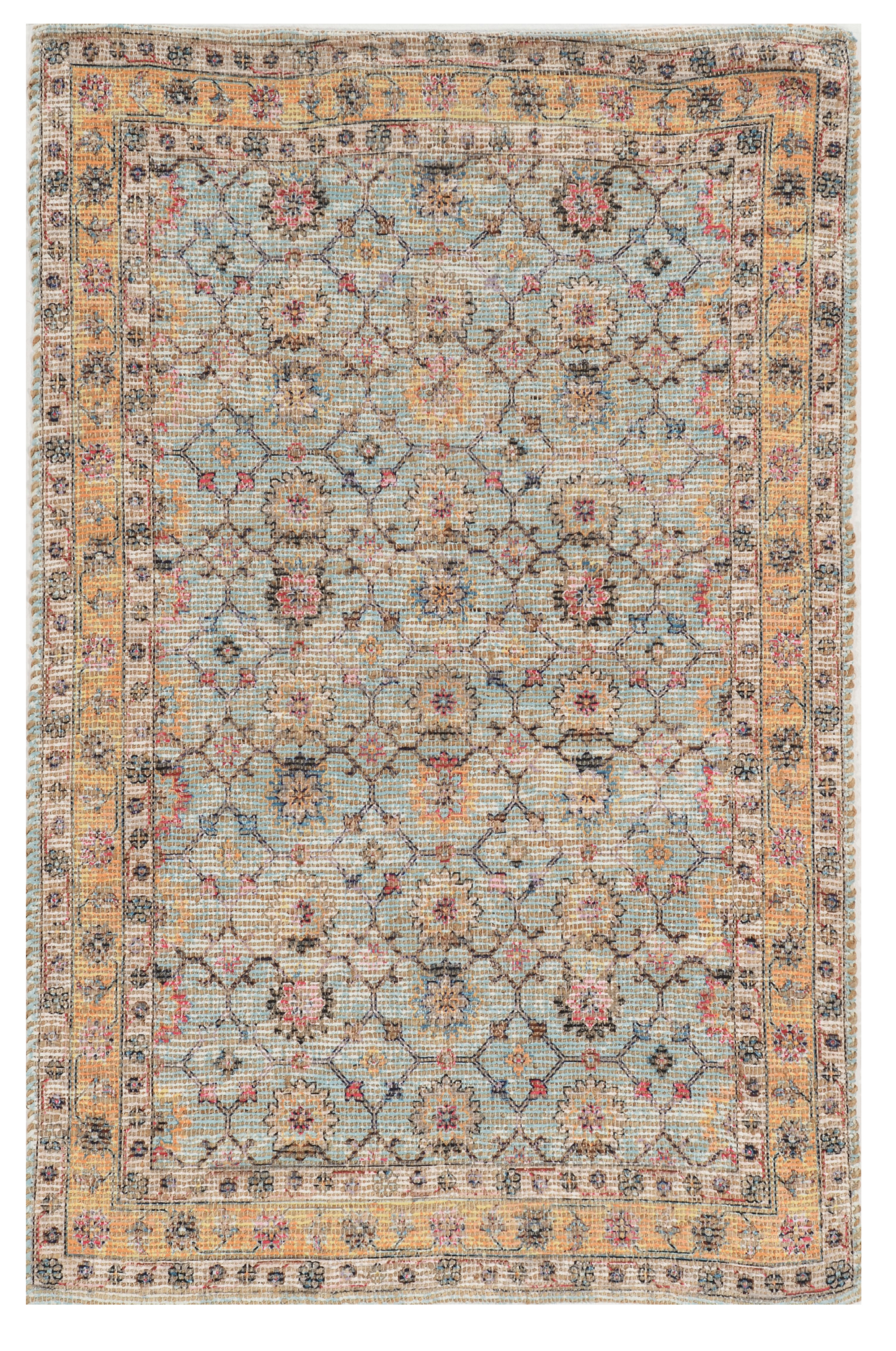 HomeRoots 2" x4" Spa Green Hand Woven Floral Indoor Accent Rug