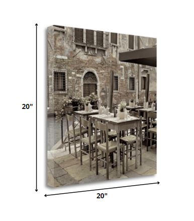 HomeRoots 20" Authentic Venetian Cafe Giclee Wrap Canvas Wall Art
