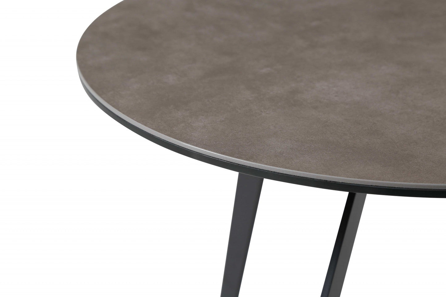 HomeRoots 20" Ceramic Tile Round End Table With Black and Gray Finish