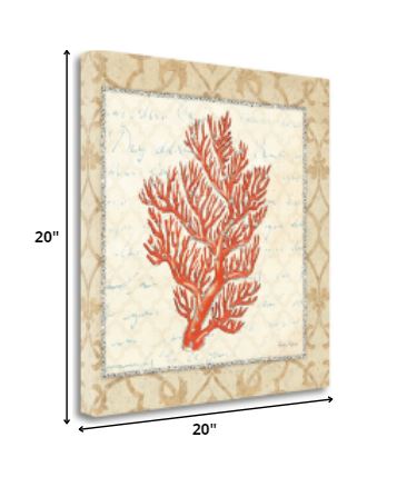 HomeRoots 20" Fancy Orange Underwater Coral 1 Giclee Wrap Canvas Wall Art