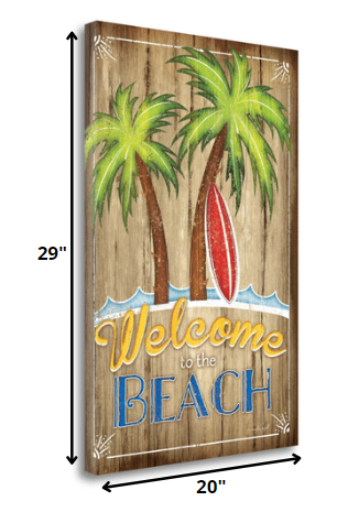 HomeRoots 20" Faux Wooden Beach Signboard Giclee Wrap Canvas Wall Art