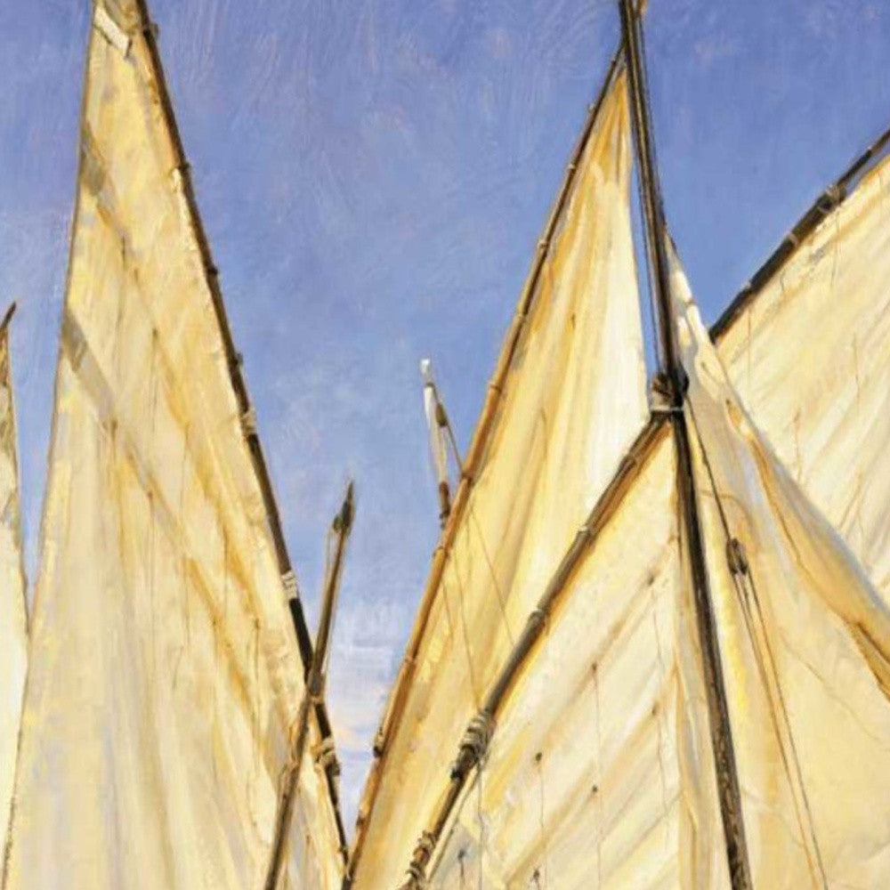HomeRoots 20" Fleet of Boats with Royal White Sails Giclee Wrap Canvas Wall Art