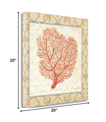 HomeRoots 20" Full Orange Underwater Coral 1 Giclee Wrap Canvas Wall Art