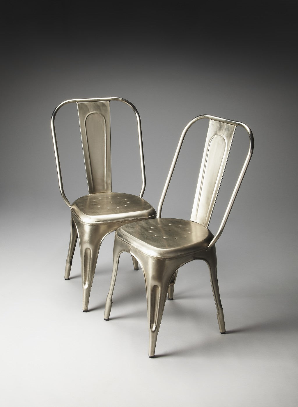 HomeRoots 20" Iron Side Chair in Silver Finish
