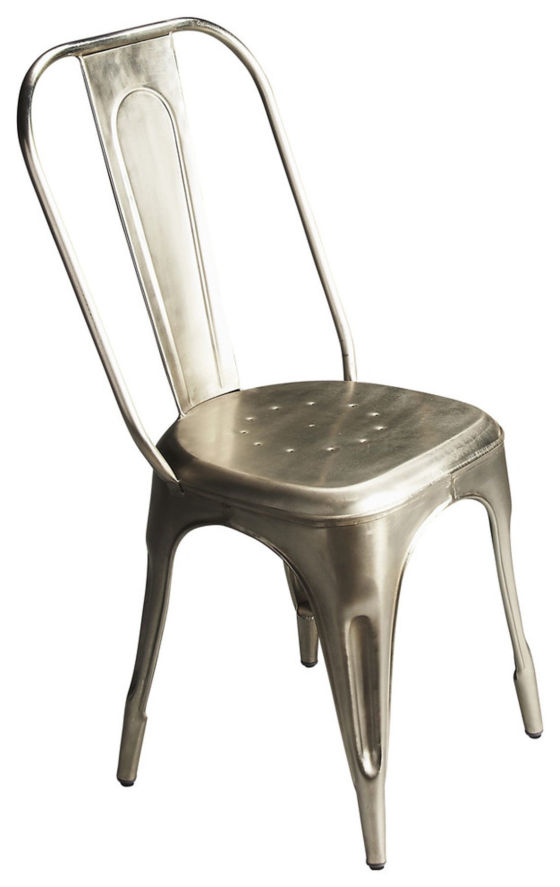 HomeRoots 20" Iron Side Chair in Silver Finish