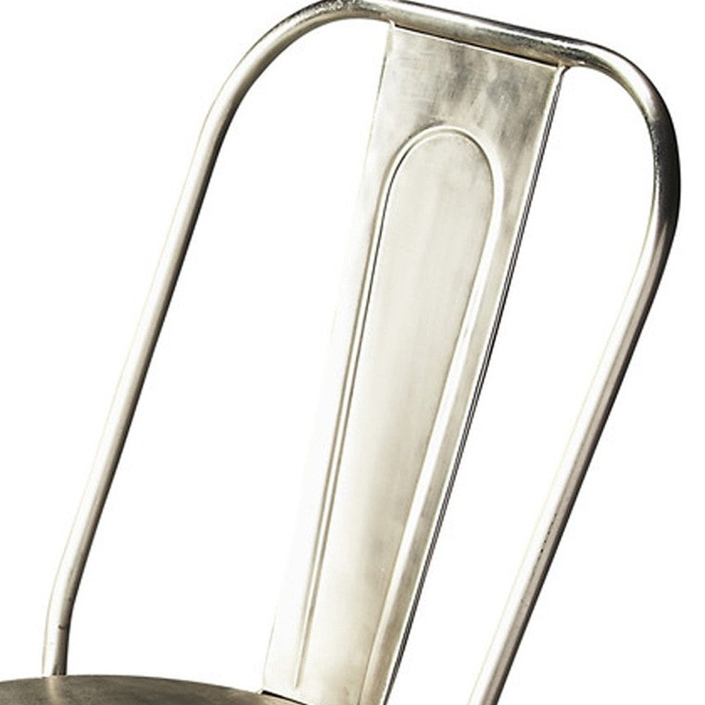 HomeRoots 20" Iron Side Chair in Silver Finish
