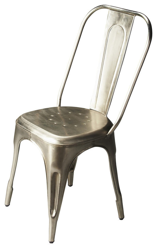 HomeRoots 20" Iron Side Chair in Silver Finish