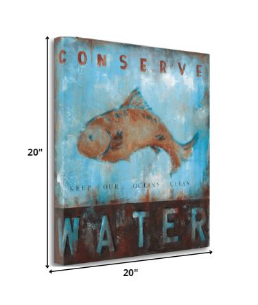 HomeRoots 20" Keep Our Oceans Clean 1 Giclee Wrap Canvas Wall Art