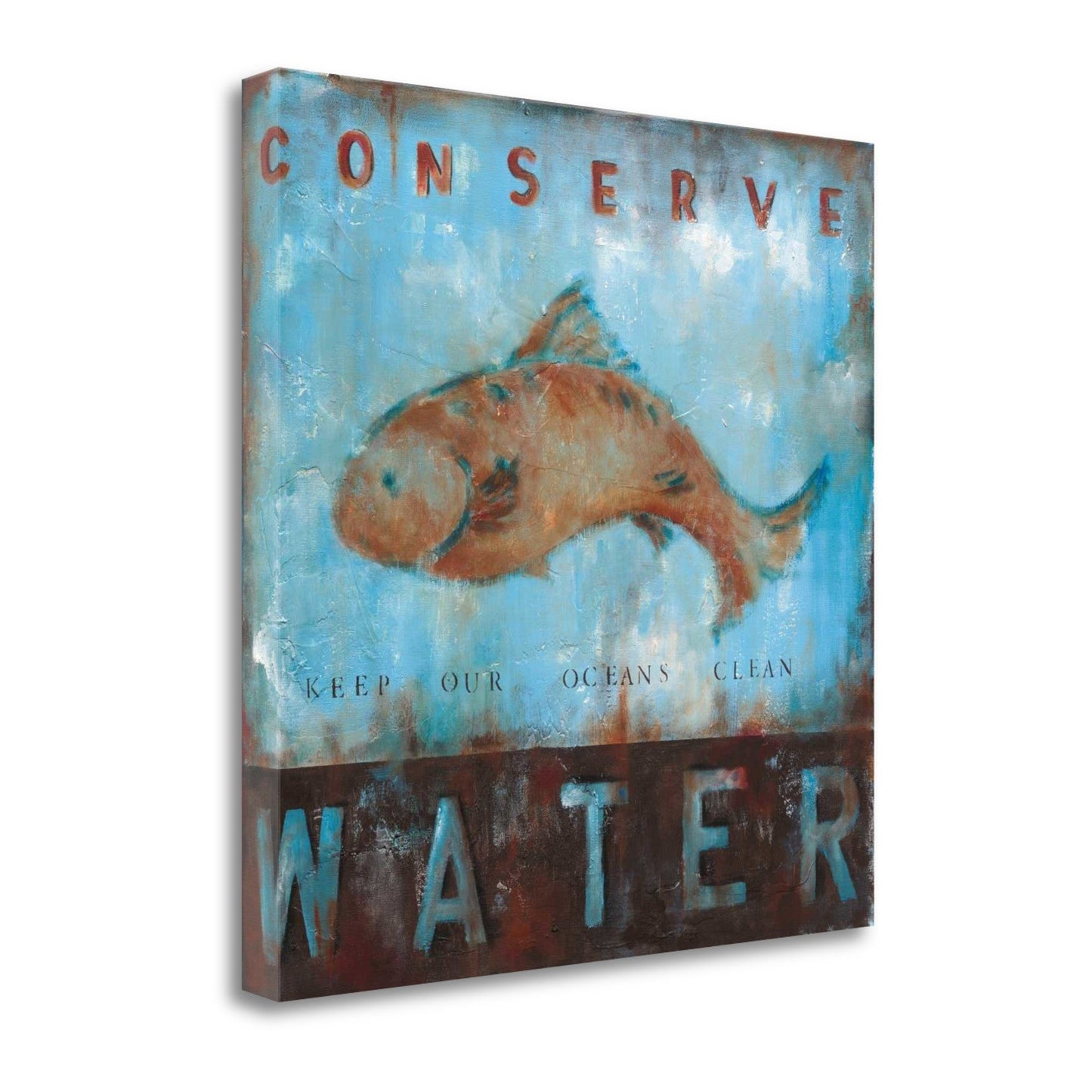 HomeRoots 20" Keep Our Oceans Clean 2 Giclee Wrap Canvas Wall Art