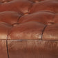 HomeRoots 20" Leather And Iron Backless Bar Chair With Footrest in Brown and Silver Finish