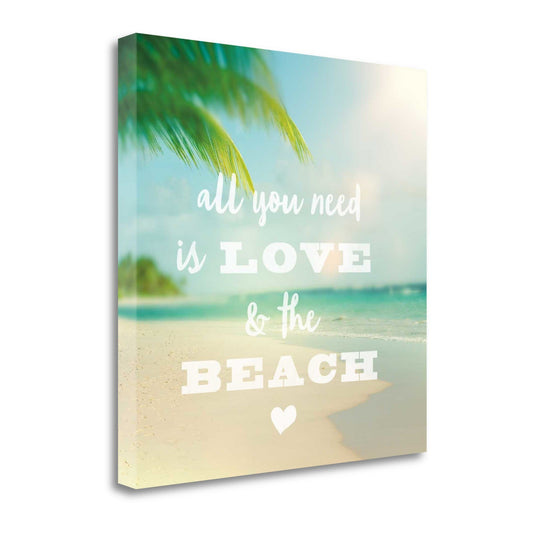 HomeRoots 20" Love & the Beach 3 Giclee Wrap Canvas Wall Art