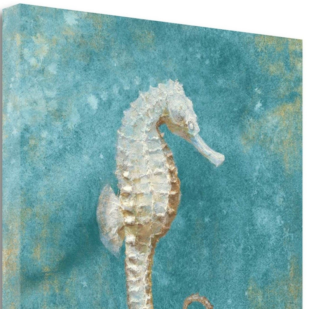 HomeRoots 20" Majestic Seahorse in the Deep Blue Giclee Wrap Canvas Wall Art