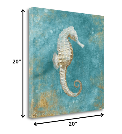 HomeRoots 20" Majestic Seahorse in the Deep Blue Giclee Wrap Canvas Wall Art