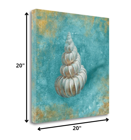 HomeRoots 20" Majestic Seashell in the Bright Blue Sea Giclee Wrap Canvas Wall Art