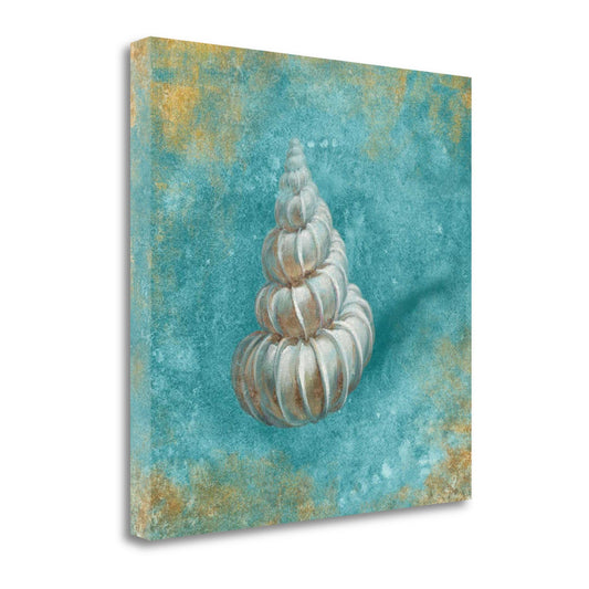 HomeRoots 20" Majestic Seashell in the Bright Blue Sea Giclee Wrap Canvas Wall Art