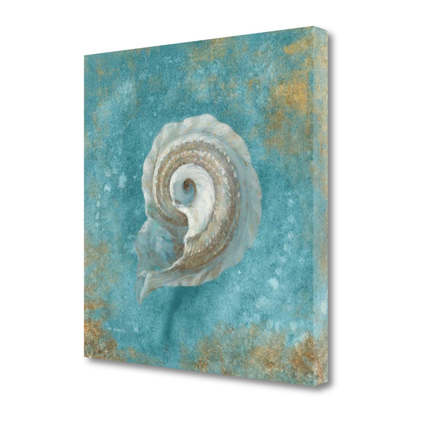 HomeRoots 20" Majestic Seashell in the Deep Blue Sea Giclee Wrap Canvas Wall Art