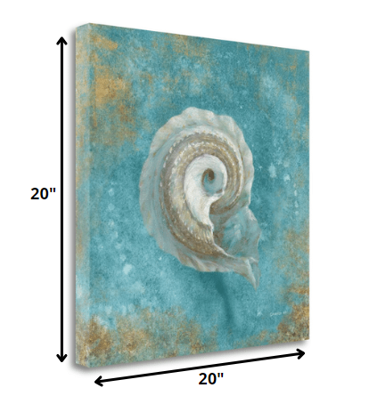 HomeRoots 20" Majestic Seashell in the Deep Blue Sea Giclee Wrap Canvas Wall Art