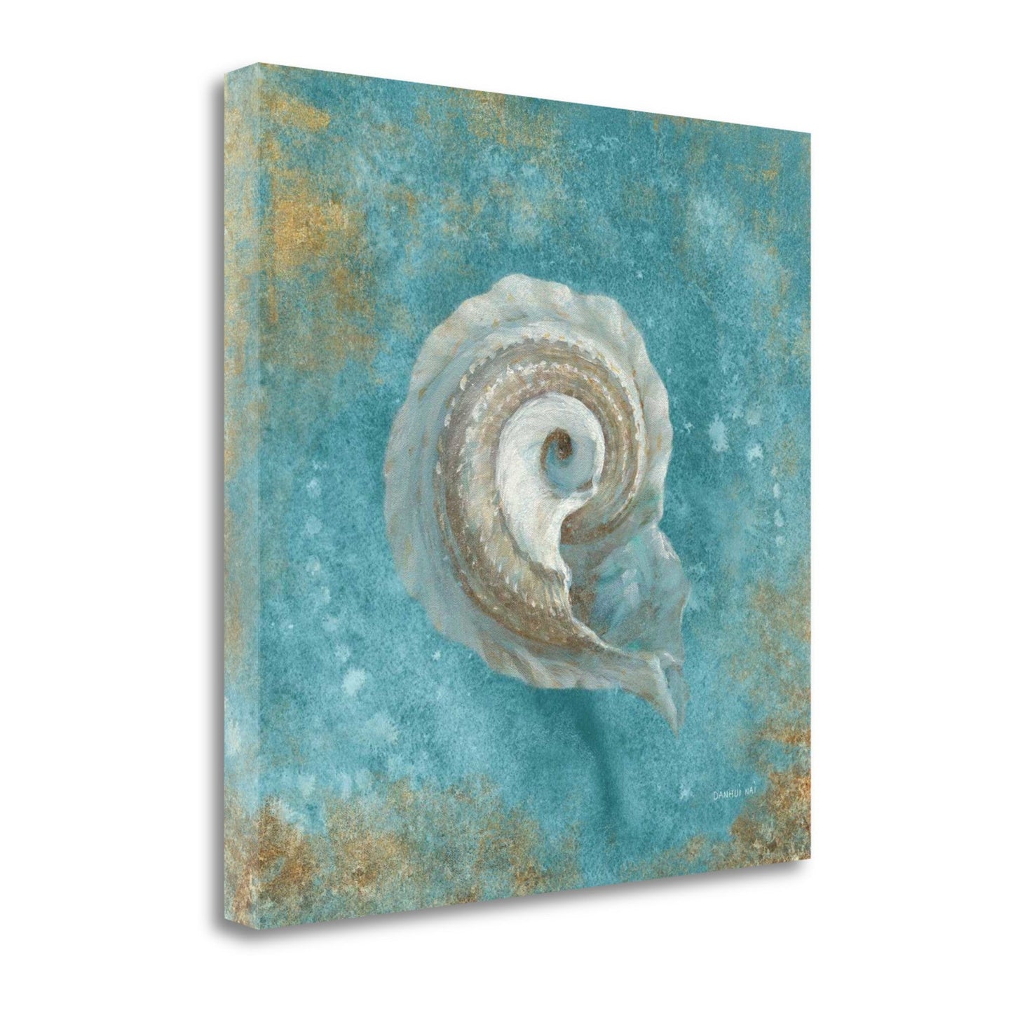 HomeRoots 20" Majestic Seashell in the Deep Blue Sea Giclee Wrap Canvas Wall Art