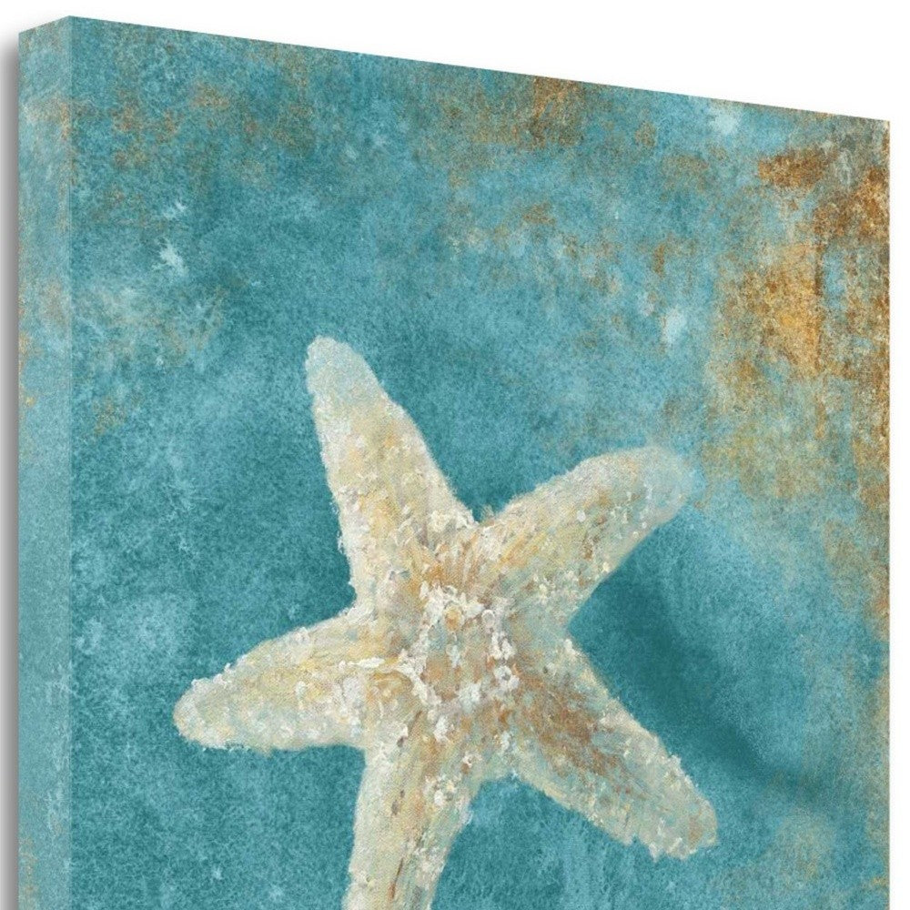 HomeRoots 20" Majestic Starfish in the Deep Blue Sea Giclee Wrap Canvas Wall Art
