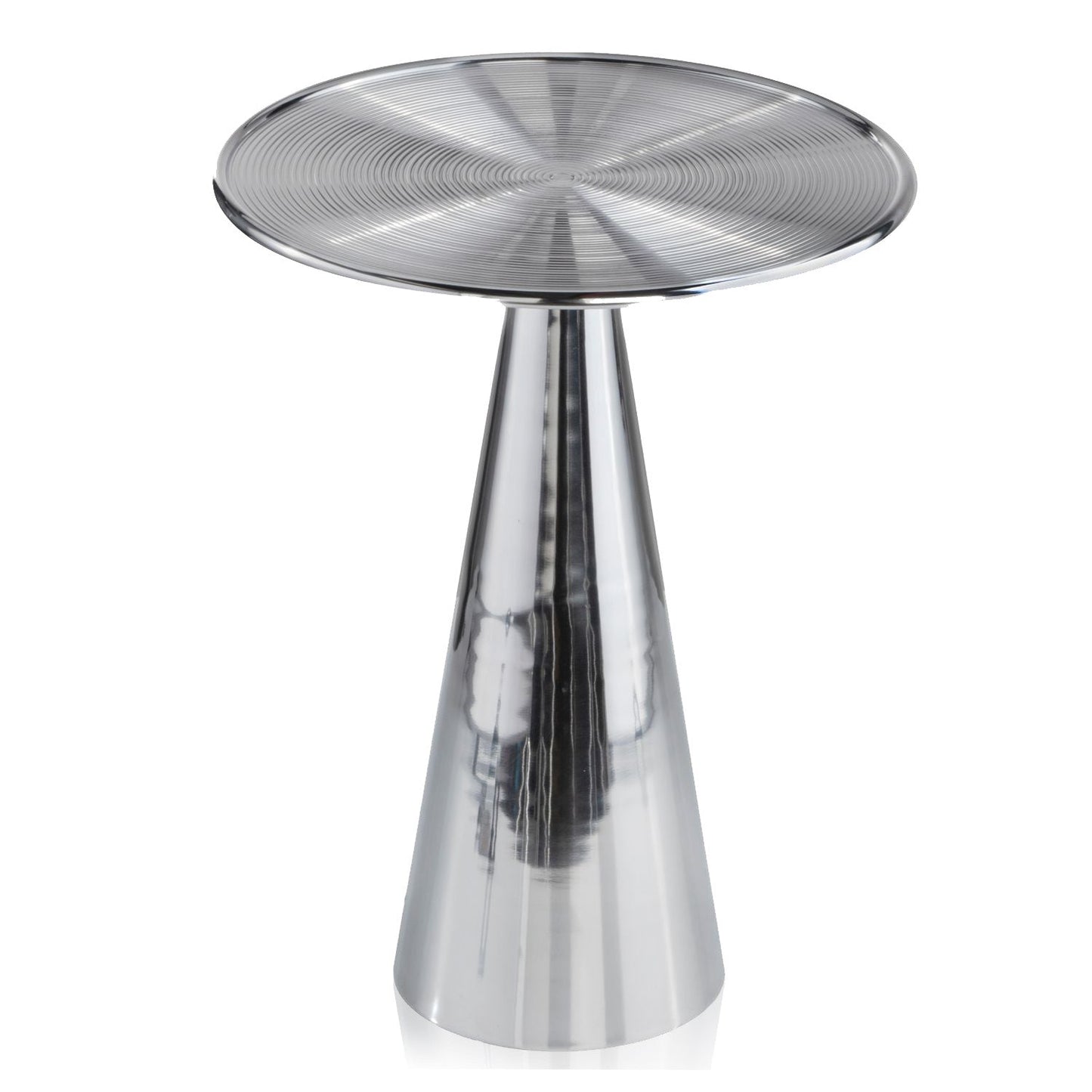 HomeRoots 20" Metal Round End Table in Silver Finish