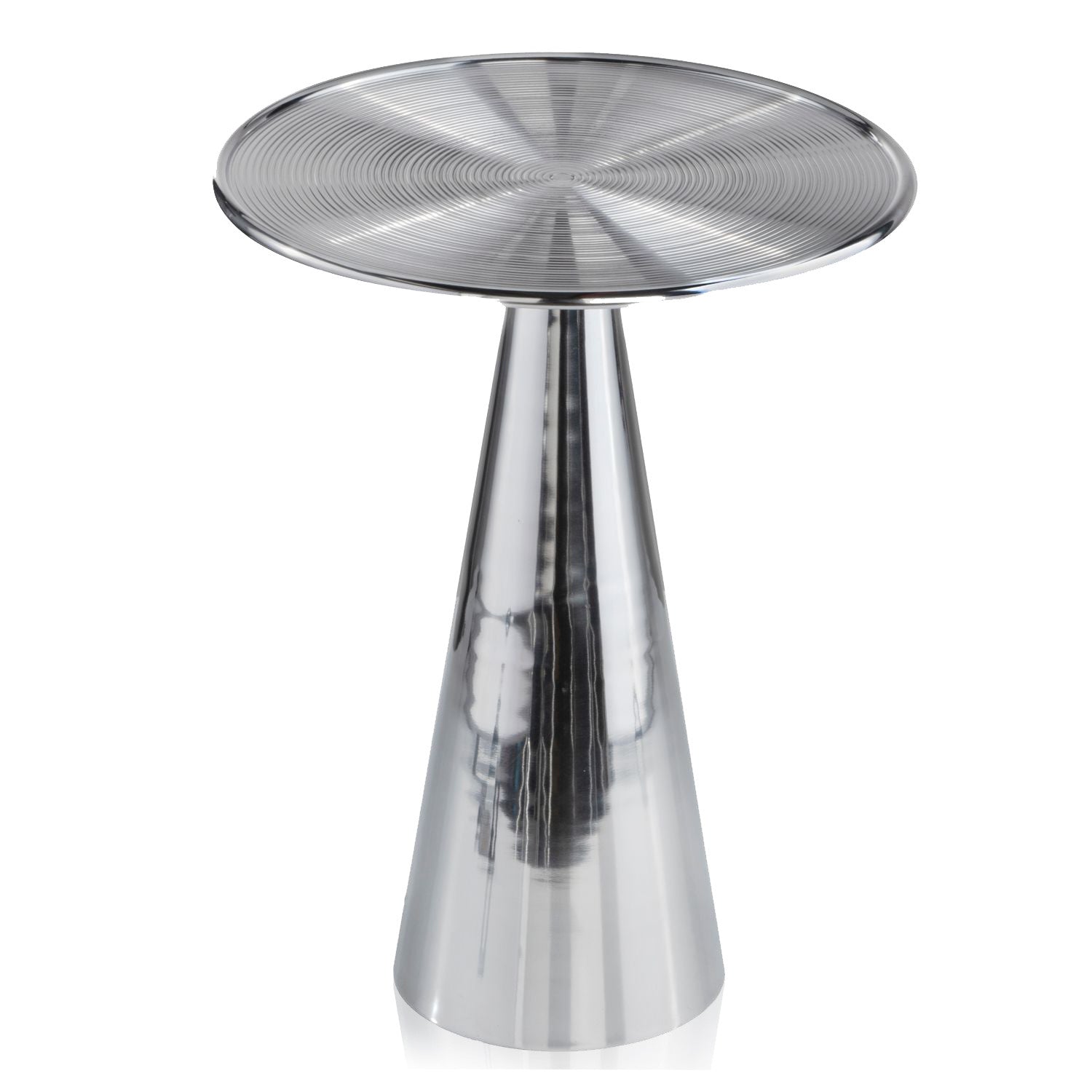 HomeRoots 20" Metal Round End Table in Silver Finish