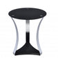 HomeRoots 20" Mirrored Round End Table With Shelf in Silver and Black Finish